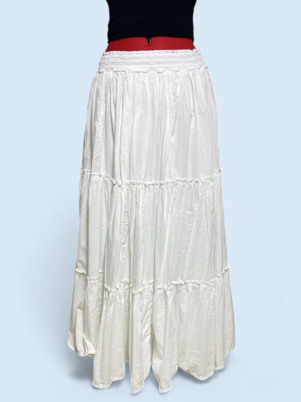 Lucky Brand White Tiered Maxi Skirt